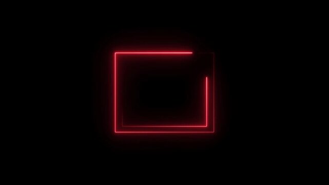 Abstract squre shape neon bright line animation 4k video.