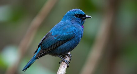 Obraz premium Vibrant blue bird perched on branch