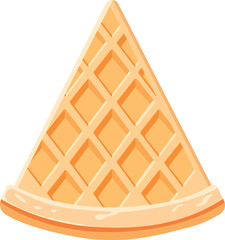 Illustration of a waffle, cut in a triangular shape, showing a grid pattern and a curved base.