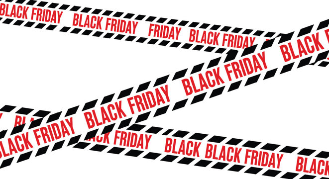 Black friday warning tape alert sale promotion shopping event discount announcement vector