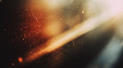 Vintage film photo with blurred abstract light leak effect, warm sepia and orange tones, grainy texture with fine dust particles, soft and smooth gradients, and a nostalgic and dreamy mood.