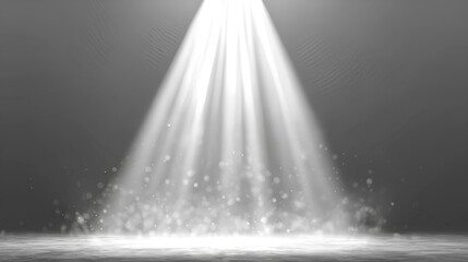 Bright Spotlight Beam with Lens Flare Effect, Stage Illumination.