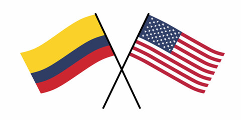 Graphic Illustration of Crossed Colombia and United States Flag Icons