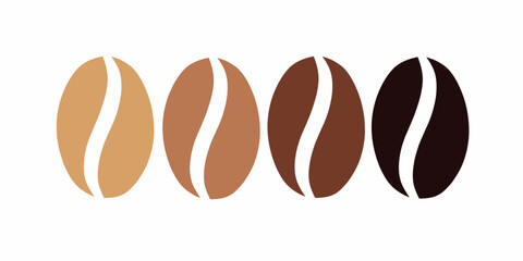 Minimalist Gradient Coffee Bean Roasted Stages Flat Design Illustration