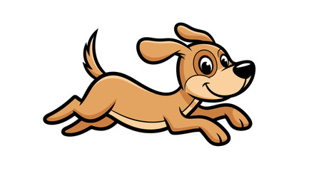 Fototapeta premium Cartoon Happy Running Puppy Isolated on White Background
