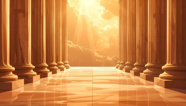 Golden colonnaded hall