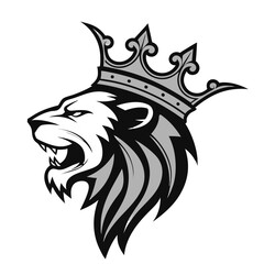 Obraz premium armored lion head with crown
