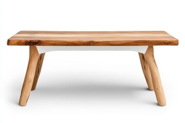 Rustic wooden coffee table with natural finish and unique grain patterns on a white background