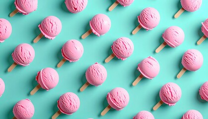 Pink ice cream pops in a grid pattern