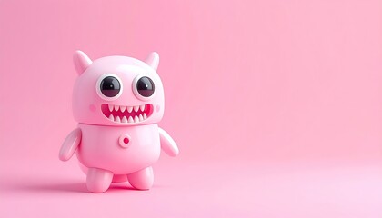 Pink monster toy on pink background