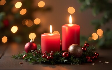 Christmas advent candle with decoration. High quality