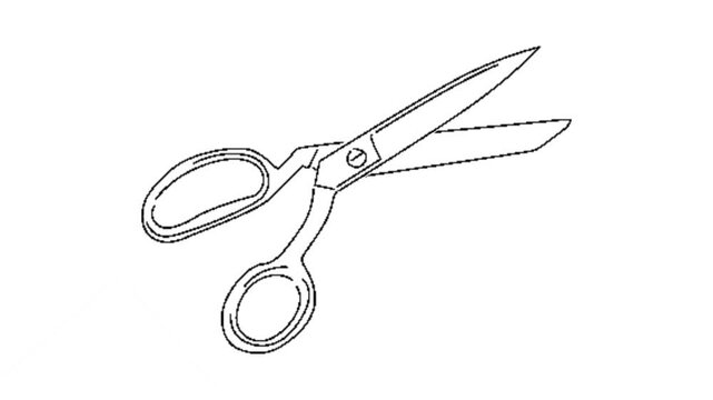 Line art animation of scissors