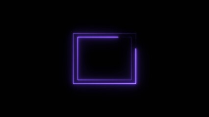 Neon squre shape neon bright line 4k illustration.