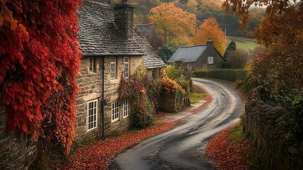 Autumnal village scene