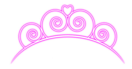 Glowing neon pink tiara crown with heart detail princess accessory