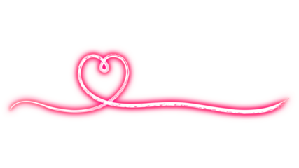 Radiant pink neon heart shape glowing on black romantic celebration design element