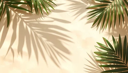 Fototapete Badezimmer Pale beige background with palm leaf shadows  © bakri