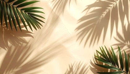 Palm leaf shadows on beige