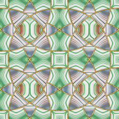 Geometric seamless pattern. Ornament. Mosaic, inlay. Seamless pattern of arcs. Oriental seamless tracery. Stained glass style. For wallpaper, linoleum, carpet or wrapping, textile. Agate. Ceramic tile