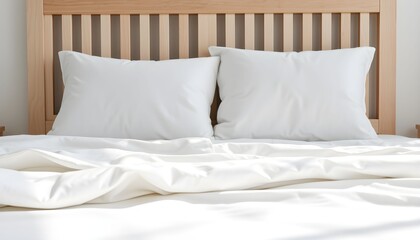 Minimal Cozy Bedroom Interior with White Pillows