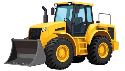 Yellow tractor with a large bucket