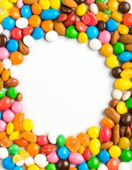 Fototapeta premium Colorful candies circle frame