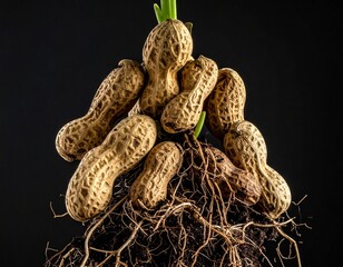 Naklejka premium Peanut Plant Sprout: Nature's Tiny Superhero (AI Generated)