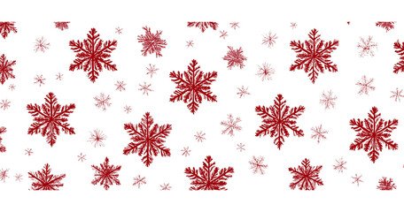 Red Snowflake Pattern white winter isolated on a transparent background