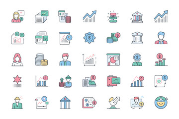 Fototapeta premium 24 workplace vector icons for business and finance within white background
