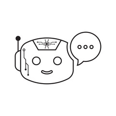 Chatbot Robot Icon  AI Assistant with Circuit Head Vector Illustration