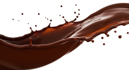 滑らか濃厚チョコ波動 白背景鮮やか描写. AI Generated