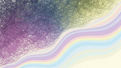 illustration of finding order from chaos, with messy scribbles transforming into flowing harmonious lines, a perfect visual for a psychology or counseling blog Clarity