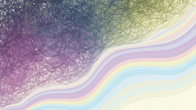 An abstract drawing showing tangled, chaotic lines becoming smooth, calm waves, a great background for mental health, therapy or stress relief Wellness Peace