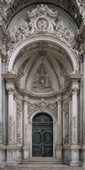 Fototapeta premium Ornate stone doorway with elaborate carvings