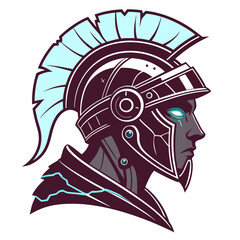 Futuristic spartan warrior helmet logo