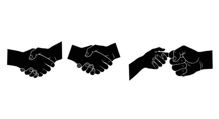 Business partnership handshake symbol collection diverse business collaboration agreement symbol unity deal vector