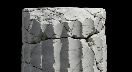 Severely Cracked Ancient Marble Column Fragment