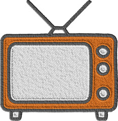 Colorful Embroidery Retro Television Illustration Patch