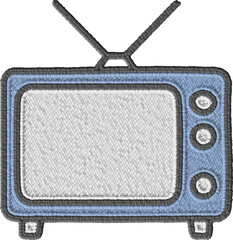 Colorful Embroidery Retro Television Illustration Patch