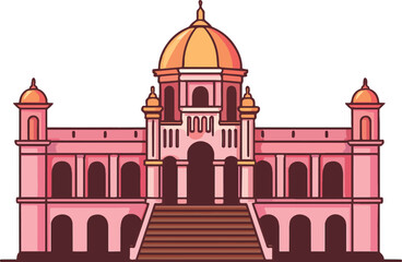vector illustration of the Ahsan manzil
