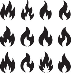 fire flames vector set