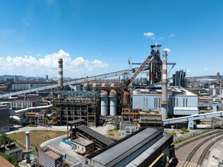 aerial view of a steel factory