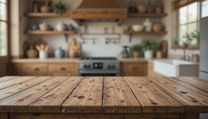 Create a Homey Product Display  Vintage Wood Texture in a Warm Kitchen Environment