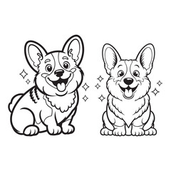 Cute dog set and sizes against a plain background showcasing diversity in dog breeds	
