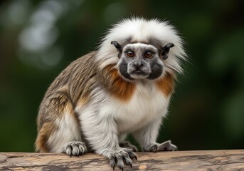 Obraz premium Striking portrait of a cotton-top tamarin with distinctive white crest