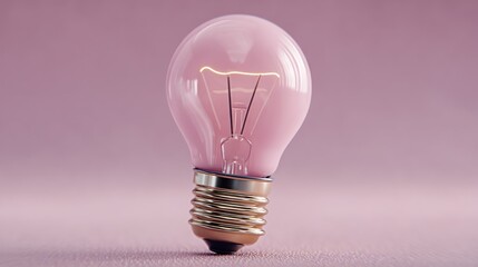 A single, rosy-pink lightbulb stands out against a soft, muted lavender backdrop, highlighting a simple yet elegant design element.