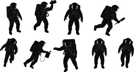 Astronaut silhouette vector illustration, space explorer design, futuristic astronaut figure artwork, cosmic space traveler silhouette, astronaut in space suit, sci fi astronaut graphic