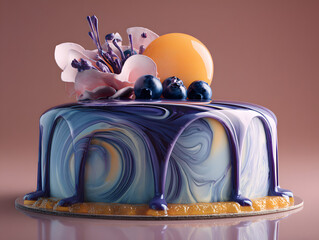 dessert swirl blueberry glaze peach accent