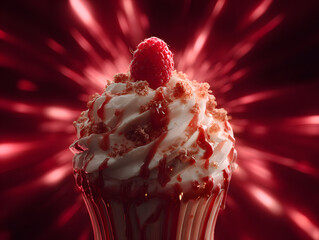 dessert swirl raspberry drip cinematic light 