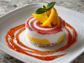 dessert swirl strawberry topping mango accent